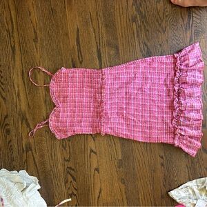 Pink Ruffled Sleeveless Dress